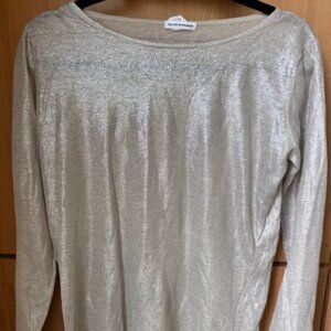 Pre-Loved Club Monaco Beige Metallic Linen Sweater - Size Medium